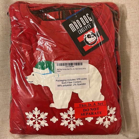 Boys Winter PJ set with Shirt, Pants and one pair Sock, size 14/16 - Picture 3 of 5